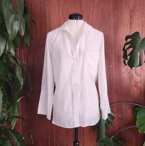 Anthropologie Cloth & Stone White Longsleeve Button Down Shirt Blouse Large